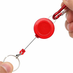 Badge Reel Telescopic Key Buckle Carabiner Recoil Retractable Holder Key Chain Red