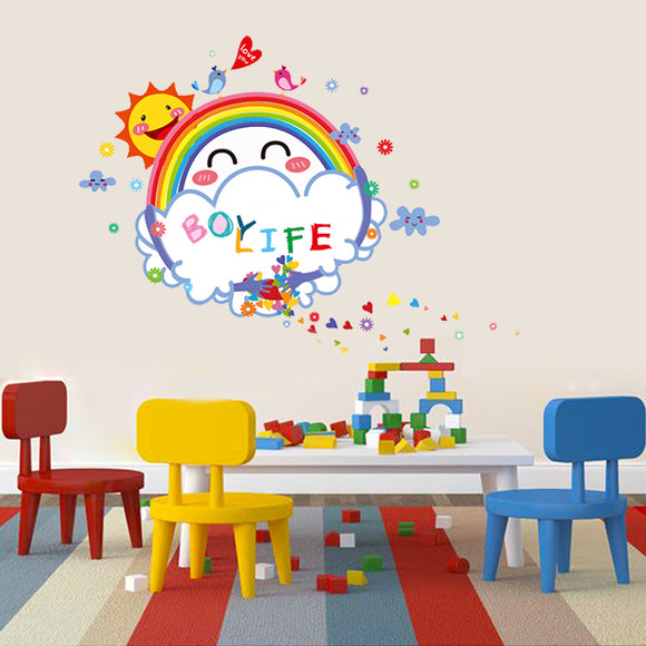 Cute Kids Room Decor Smile Sun White Board Wall Stickers Washable Kids Room Wall Stickers