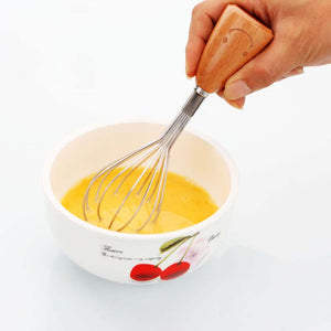 KCASA KC-EW032 Smile Wooden Handle Whisk Egg Beater Mixer Stirrer Blender Kitchen Cooking Tools