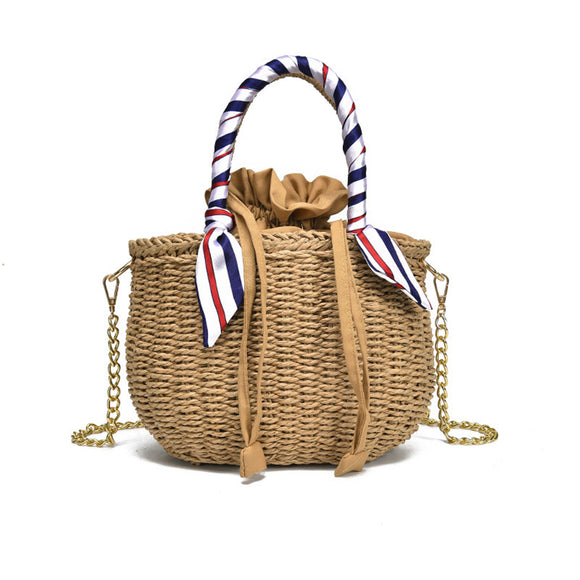 Women Straw Rattan Beach Bag Crossbody Messenger Handbag Tote Outdoor Travel