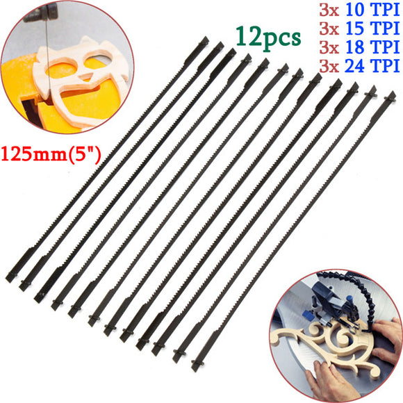 12pcs 5 Inch 125mm Pinned Scroll Saw Blade Wood Working Power Tool Accessories