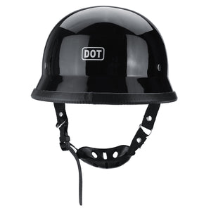 DOT German Style Motorcycle Half Face Helmet Motocross Bike Bright Black M/L/XL