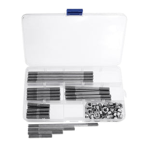 80Pcs M6 304 Stainless Steel Stud Bolt Set Threaded Stud Double Head Screw Rod with Nut Assortment Kit