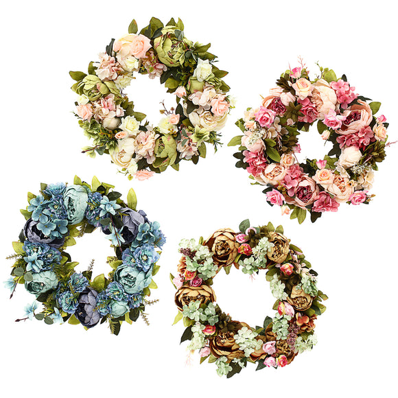 Artificial Flowers Garland European Lintel Wall Decorative Flower Door Wreath for Wedding Home Christmas Decoration