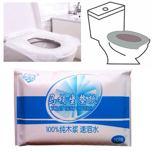 10Pcs Protable Toilet Seat Cover Closetool Biodegradable Sanitary Disposable Paper