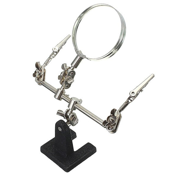 Hand Soldering Iron Stand Helping Clamp Magnifying Tool Auxiliary Clip Magnifier Station Holder