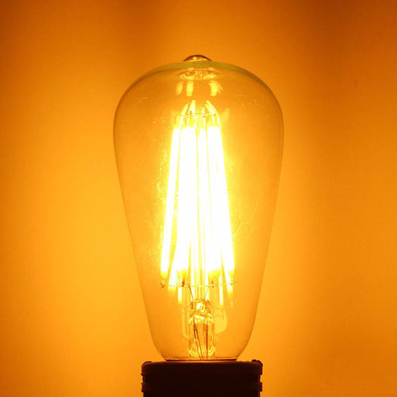 Dimmable ST64 E27 220V/110V 6W 600LM Warm White COB LED Filament Retro Edison Bulbs