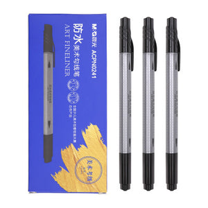 M&G ACPN0241 Fine Oily Quick-Drying Hook-Line With Waterproof Double-Headed Gel Pen 12 Pcs