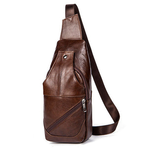 Genuine Leather Business Casual Brown Shoulder Crossbody Bag for Men