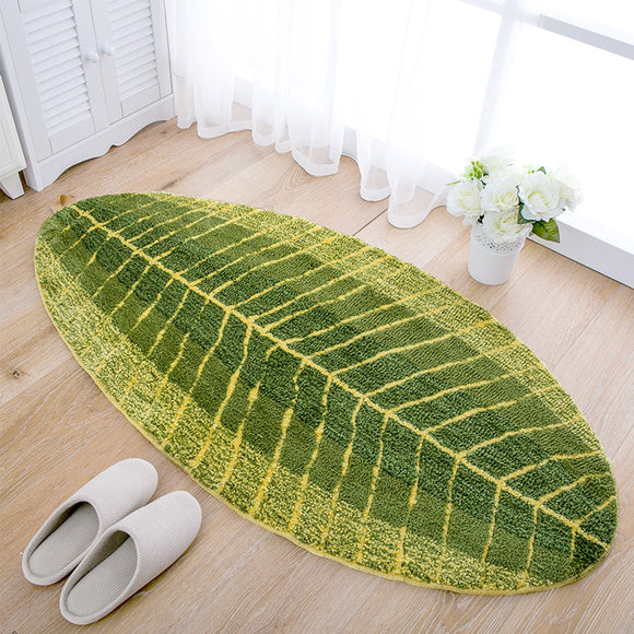 Honana WX-229 Green Leaves Design Mat TPE Bath Mat Doormat Anti-slip Carpet for Living Room Kitchen