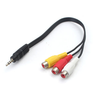 3.5mm Mini AV Male To 3 RCA Female Audio Video Cable Stereo Jack Adapter Cord