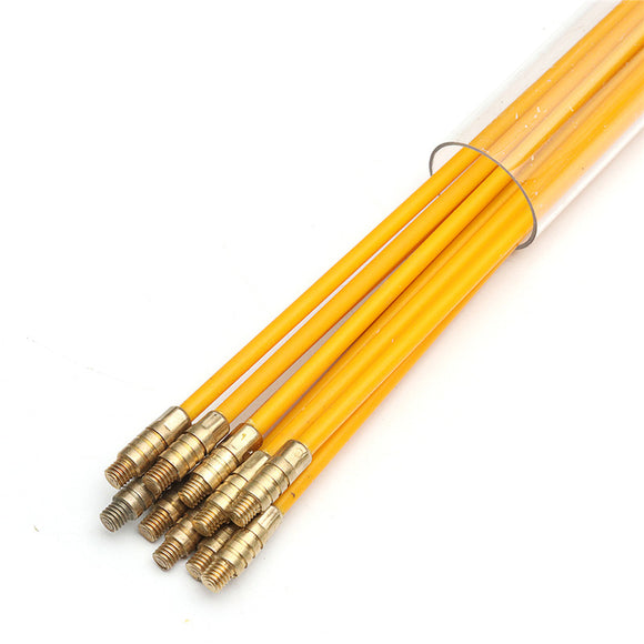 10Pcs 15FT Fiberglass Running Cable Wire Kit Coaxial Electrical Cable Installing Rods