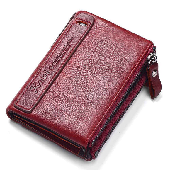 Genuine Leather Vintage Men Women Card Holder Purse Wallet