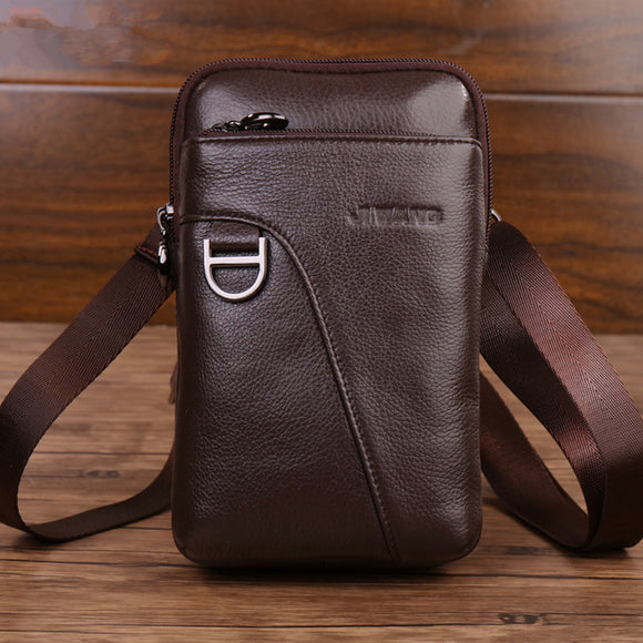 Men Genuine Leather Large Capacity Waist Bag Multifunctional Crossbody Bag