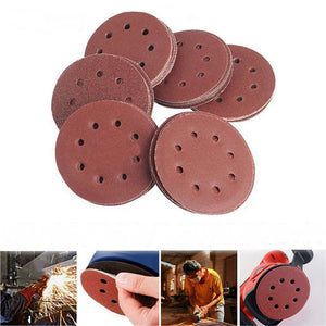 125MM 8 Holes Hook Loop Sanding Discs Orbit Sandpaper Mat 60/80/100/120/240Grit