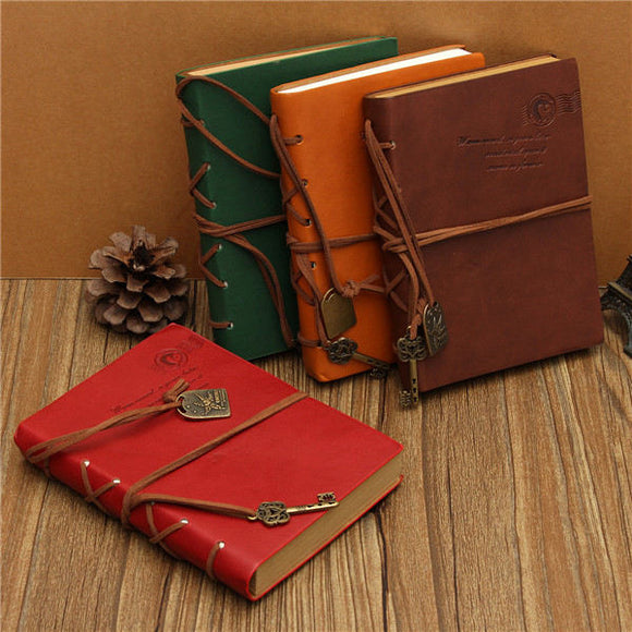 Retro Vintage Deep Color PU Leather Blank Pages Notebook Journal Diary