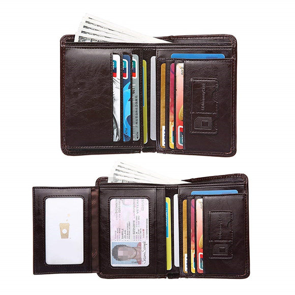 Men Genuine Leather Outdoor Casual Multi-function 10 Card Slots Wallet