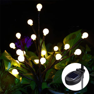 Solar Powered Round Ball Tree Branch Outdoor Waterproof LED String Holiday Light for Patio Decor