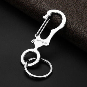 AOTDDOR Stainless Steel Keychain Multifunction Carabiner Buckle EDC Tool