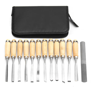 14Pcs Wood Carving Hand Chisel Tools Set Woodworking Professional Gouges Kit