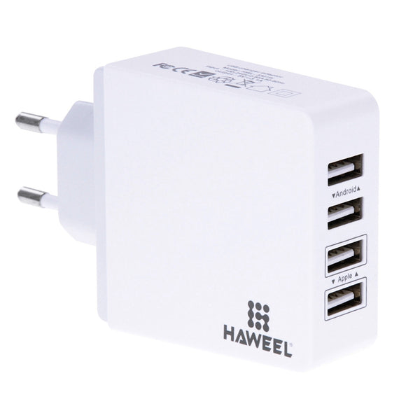 Haweel 5V 3.1A EU Plug 4 Port USB Wall Charger Travel Adapter For iPhone 7 Samsung S8 Xiaomi 6