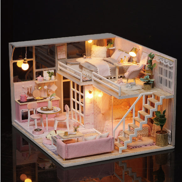 Cuteroom L025 DIY Doll House Girlish Dream Miniature Furniture With Light Music Cover Gift Decor