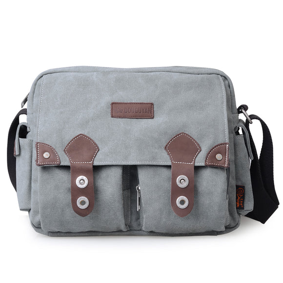 Men Canvas And Leather Casual Outdoor Crossbody Bag