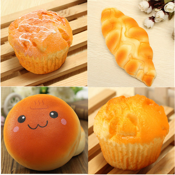 4PCS Squishy Cake Bread Slow Rising Toy Keychain Bag Phone Charm Strap