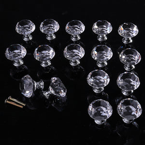 16PCS 30mm Crystal Glass Cabinet Knob Diamond Shape Drawer Cupboard Door Handle Pulls