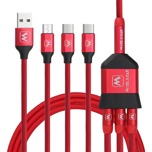 Bakeey 3 in 1 2*Type-C + 1*Micro Fast Charging Data Cable for Samsung Xiaomi Huawei