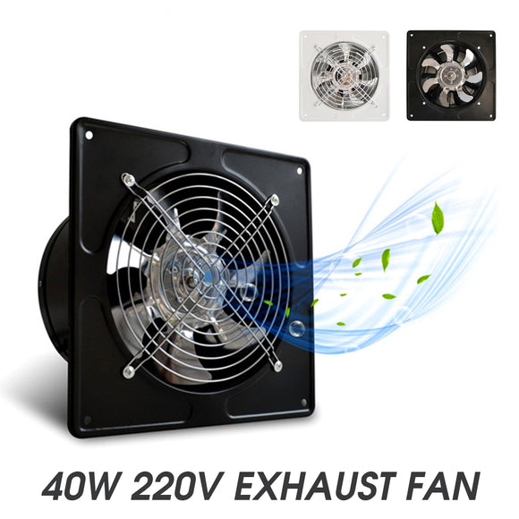 40W 6'' Exhaust Fan 6'' Exhauster Muffler Wall Mounted Low Noise Air Vent Ventilation