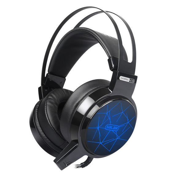 SOMIC C13 3.5mm LED Light PU Leather Soft Headset Noise Canceling Gaming Over Ear Headphone with Mic