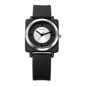 REBIRTH RE060 Silicon Strap Rectangle Dial Female Wristwatch Casual Style Gift Quartz Watch