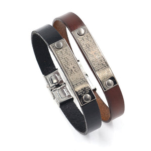 Vintage Unisex Genuine Leather Wristband Bangle Cross Bible Bracelets