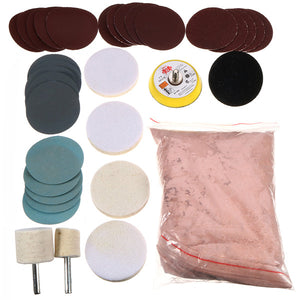 34pcs Glass Polishing Kit 8Oz 230g Cerium Oxide Powder with Polishing Pad Wheel and Sandpaper