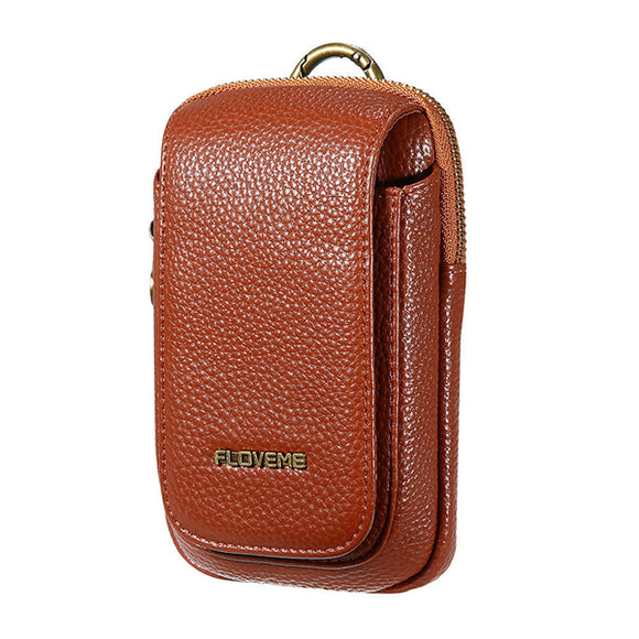 Men PU Leather Outdoor Sport Casual Phone Bag Cell Phone Pouch for 5.5 Inches Phone