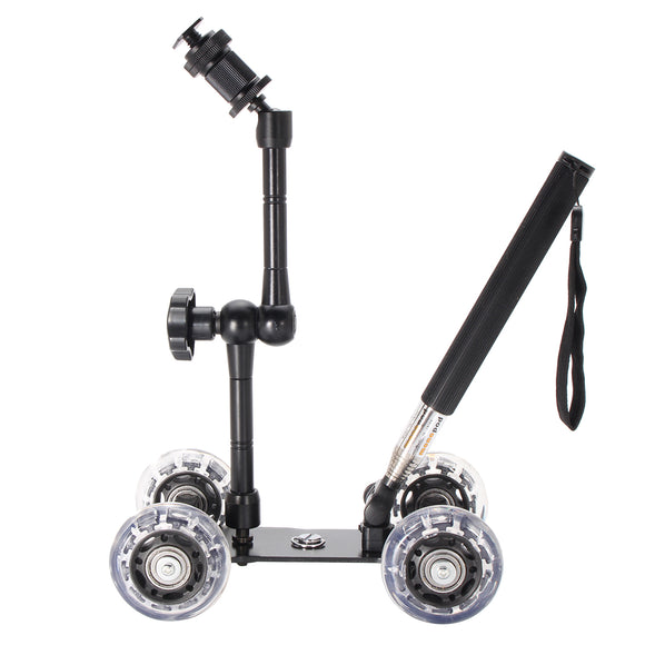 Rail Rolling Track Slider Skater Dolly Car For DSLR Camera Camcorder with Selfie Stick Magic Arm