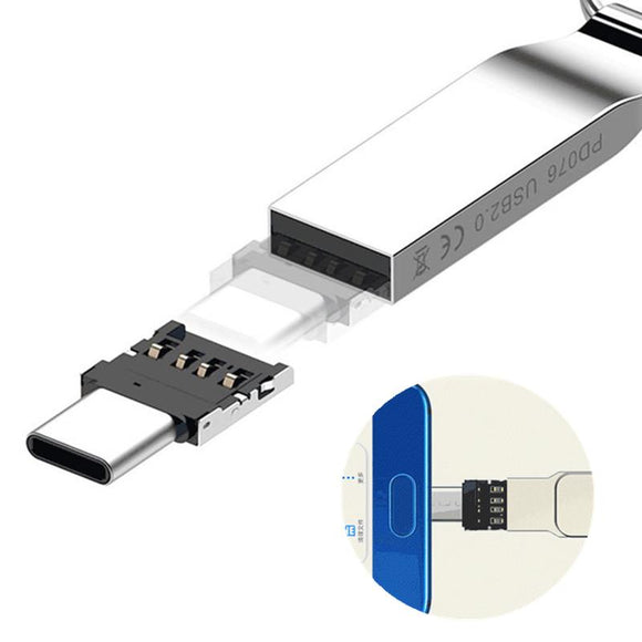 DM Metal Portable USB to Type-c Adapter OTG Supported Converter for Xiaomi Huawei Mobile Phone