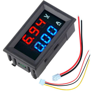 5pcs nMini Digital Voltmeter Ammeter DC 100V 10A Voltmeter Current Meter Tester Blue+Red Dual LED Display