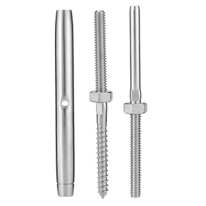 Stainless Steel Turnbuckle Tensioner for Cable Railing with Lag Screw for 1/8 Cable"