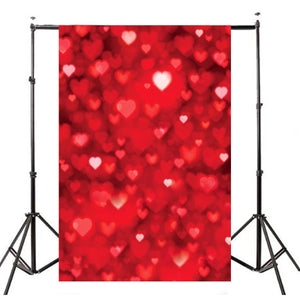 5x7FT Red Heart Valentine's Day Photography Backdrop Background Studio Prop