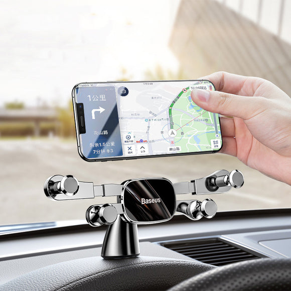 Baseus Horizontal Direct-view Gravity Linkage Automatic Lock Dashboard Car Mount Car Phone Holder For 4.7 Inch-6.5 Inch Smart Phone