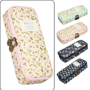 Cartoon Floral Pencil Case Large Capacity Pencil Bag Cute Pen Box Storage Pouch