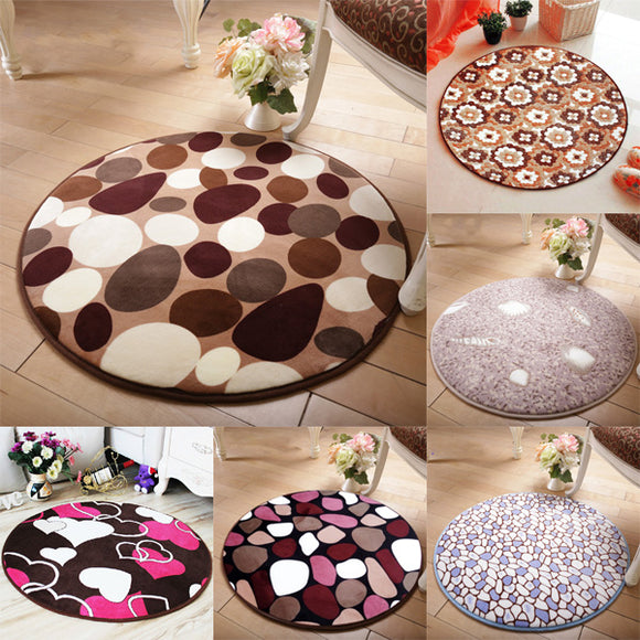 60x60cm Coral Velvet Bathroom Absorbent Carpet Anti Slip Round Mat Rug