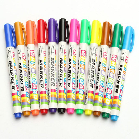 12pcs/set White Board Maker Pen Erasable Office School Supplies Stationery 12 Colors