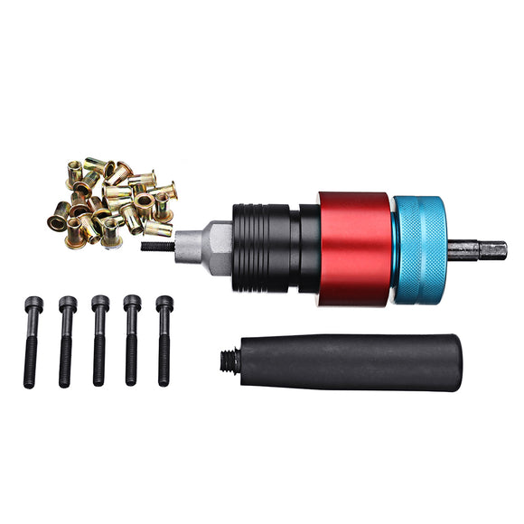 Drillpro LT8 Electric Riveter Nut Riveting Tools Kit Clutch Type Automatic Stop Cordless Riveting Adapter M4/M5/M6 For Electric Drill