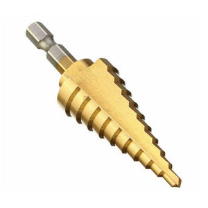 Doersupp 4-22mm Hex Shank Step Cone Drill Bit HSS Titanium Coated Hole Cutter