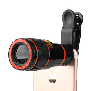 Universal Clip-on 12x Optical Zoom HD Telescope Camera Lens For iPhone X 8 Plus OnePlus 5 Tablet