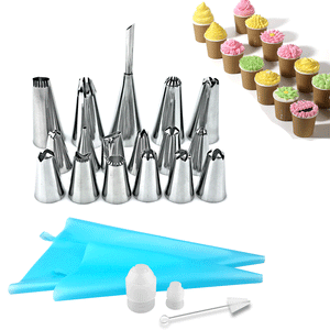 Honana CF-PC22 17 Pcs Stainless Steel Cream Icing Piping Nozzles Converter Brush Cake Pastry Tips