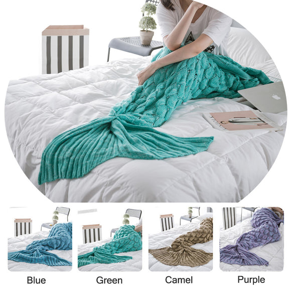 Honana WX-39 90x190cm Yarn Knitting Mermaid Tail Blanket Fish Scales Style Super Soft Sleep